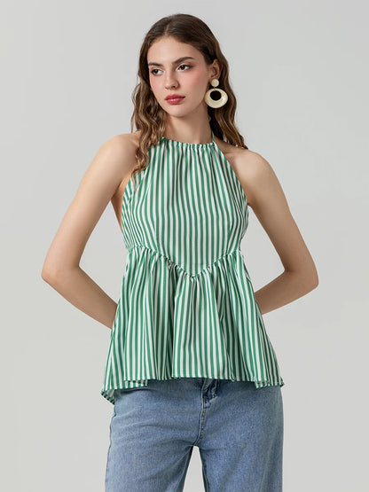 Sun-Kissed Stripes: A Halter Beauty with a Breezy Charm