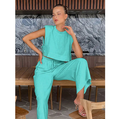 Linen Luxe: Sleeveless Two-Piece Set