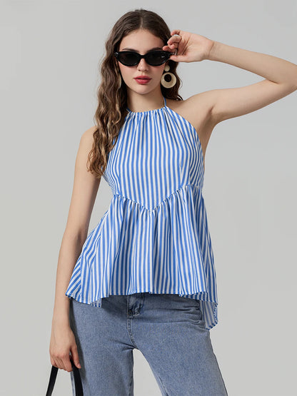 Sun-Kissed Stripes: A Halter Beauty with a Breezy Charm