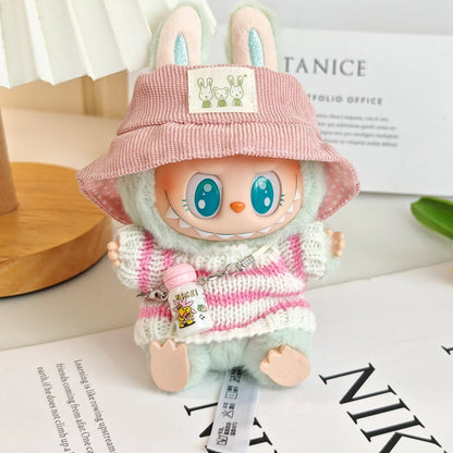 Whispers of Winter – Pink Striped Sweater Set for Labubu Dolls