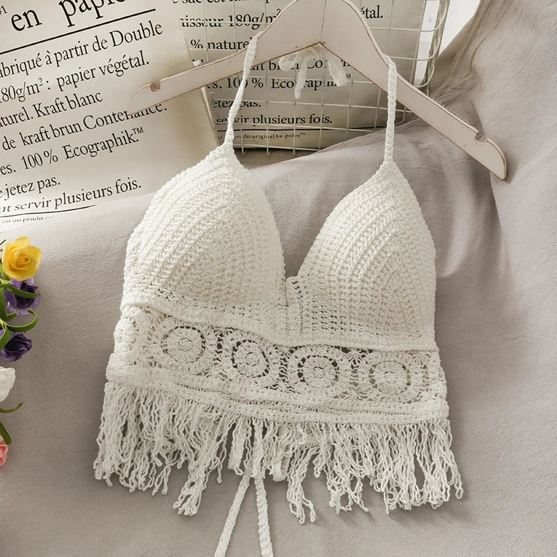 Boho Crochet Tassel Beach Crop Top