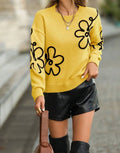 Floral Elegance: Knitted Sweater