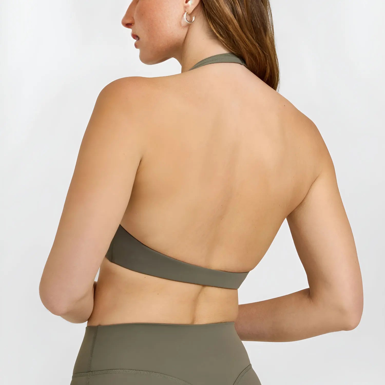 Minimal Halter Neck Sports Bra | Breathable Knit Bralette for Women