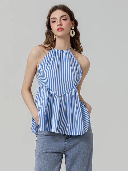 Sun-Kissed Stripes: A Halter Beauty with a Breezy Charm