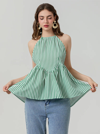 Sun-Kissed Stripes: A Halter Beauty with a Breezy Charm