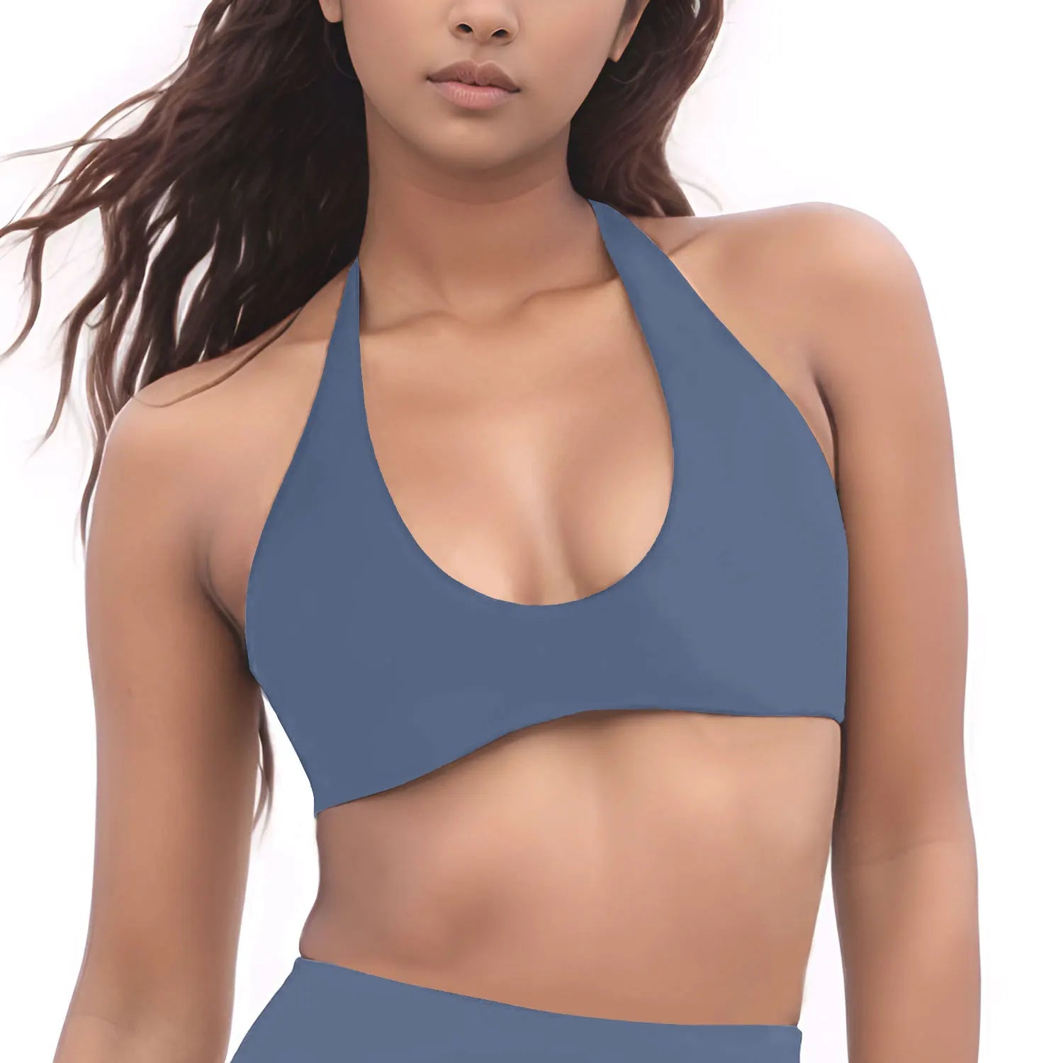 Minimal Halter Neck Sports Bra | Breathable Knit Bralette for Women