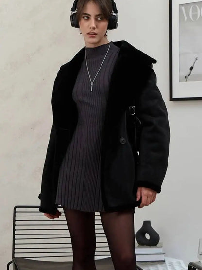 Veloura Ribbed Knit Mini Sweater Dress