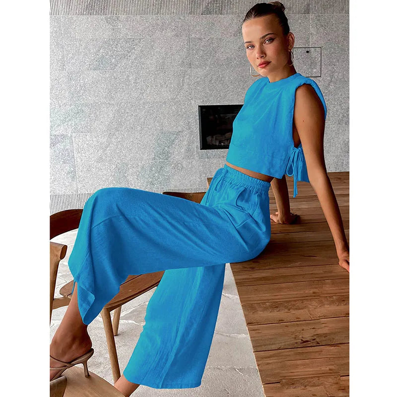 Linen Luxe: Sleeveless Two-Piece Set