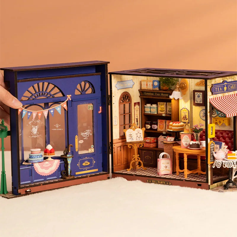 DIY Leisure Time Tea Room Miniature House with LED Lights