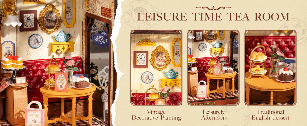 DIY Leisure Time Tea Room Miniature House with LED Lights