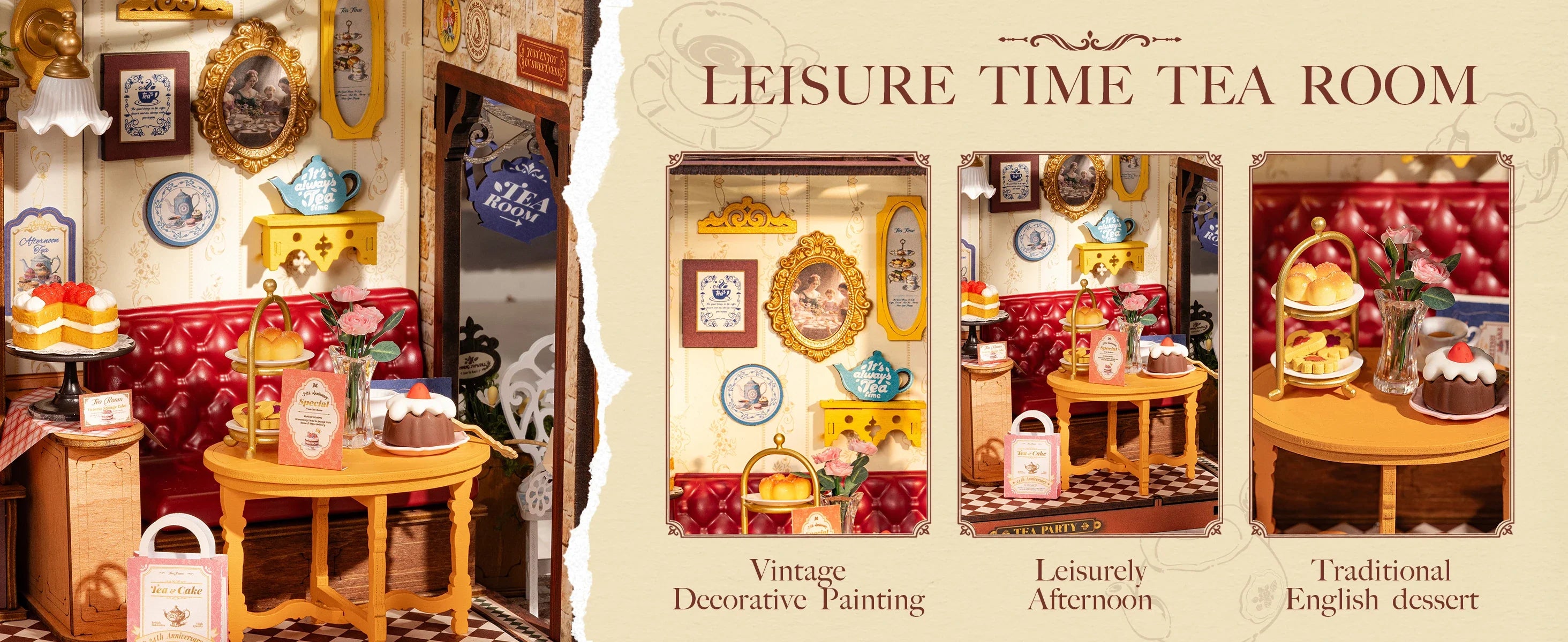 DIY Leisure Time Tea Room Miniature House with LED Lights