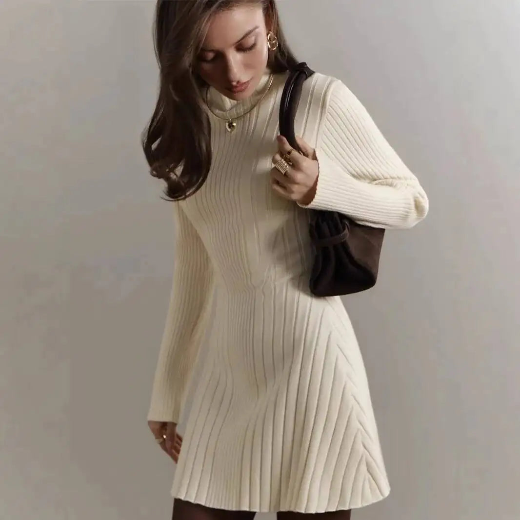 Veloura Ribbed Knit Mini Sweater Dress