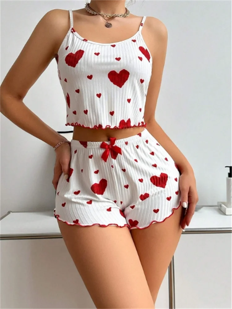 Heart Print Relaxed Fit Pajama Set