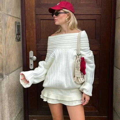 Elegant Off-Shoulder Sweater for Fall & Winter