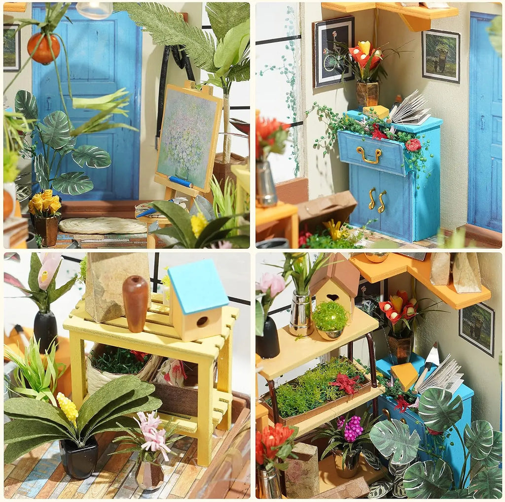 🌿 Mini Green House – Cathy’s Flower House DIY Dollhouse Kit (with LED)