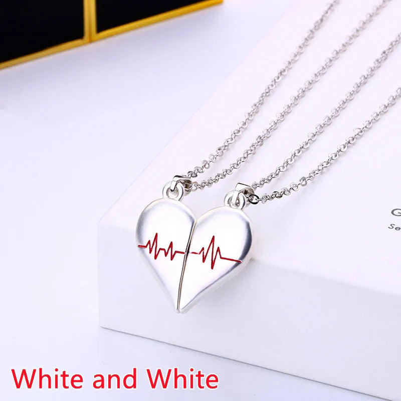 Heartbeat Connection Magnetic Couple Necklace