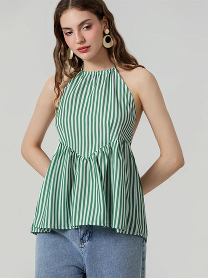 Sun-Kissed Stripes: A Halter Beauty with a Breezy Charm