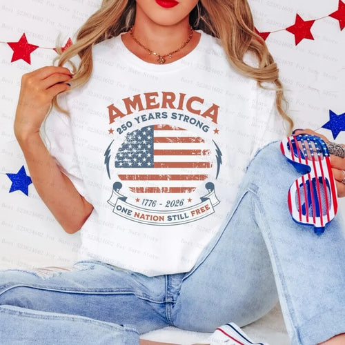 America 250th Anniversary Patriotic Cotton T-Shirt