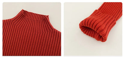 Elegante: Slim Fit Knitted Turtleneck Sweater – Chic Korean Style Pullover