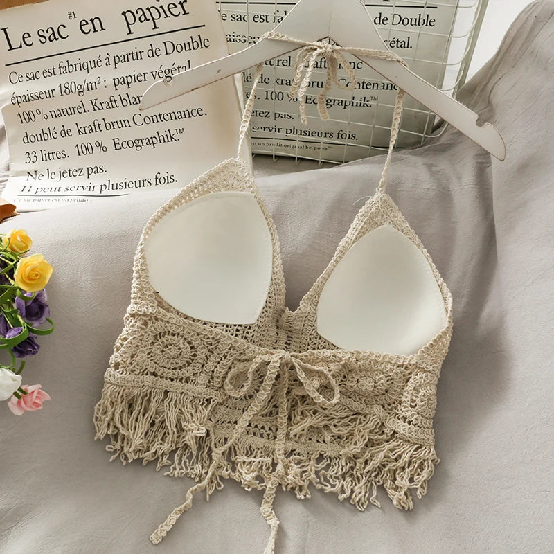 Boho Crochet Tassel Beach Crop Top