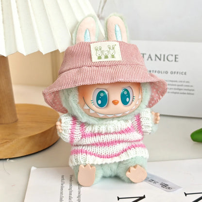 Whispers of Winter – Pink Striped Sweater Set for Labubu Dolls