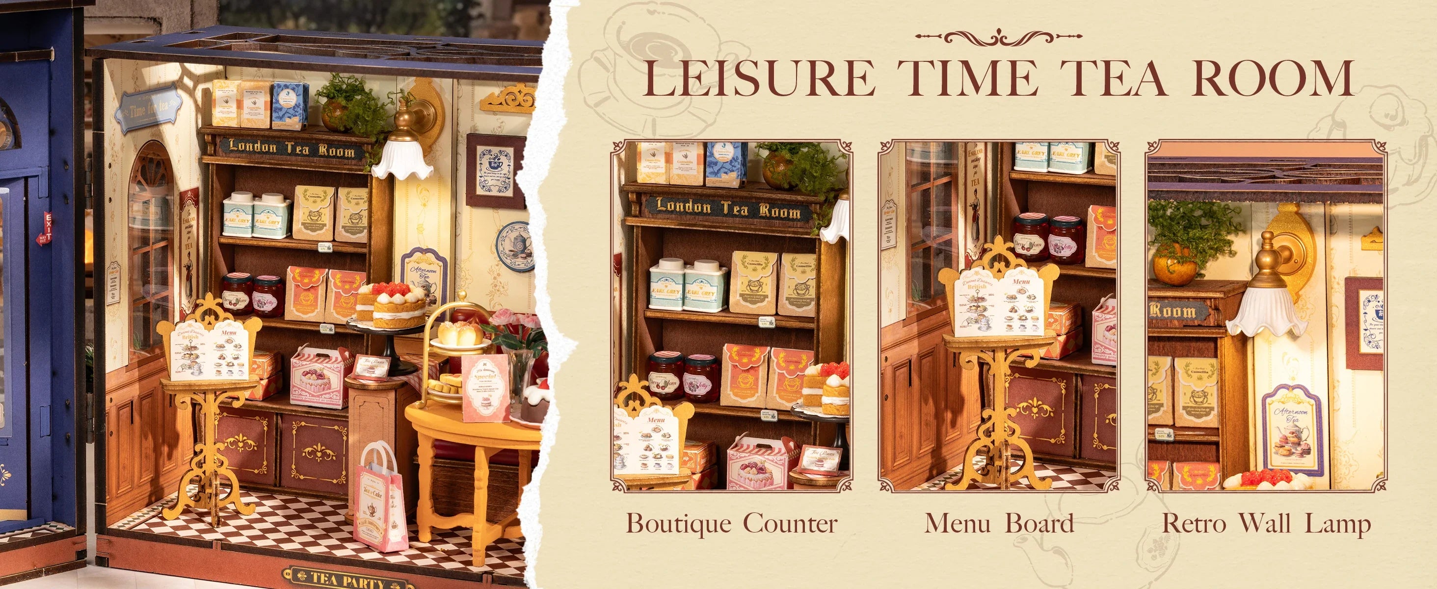 DIY Leisure Time Tea Room Miniature House with LED Lights