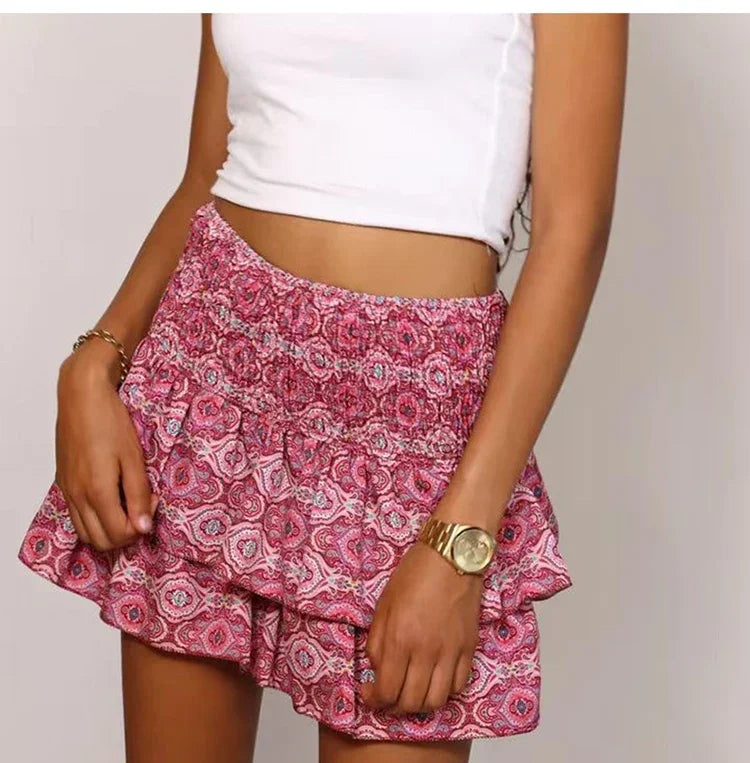 Floral Ruffle Mini Skirt – Playful & Chic 🌸💖
