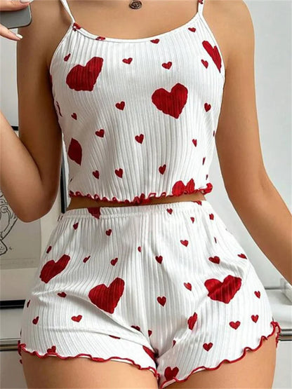 Heart Print Relaxed Fit Pajama Set