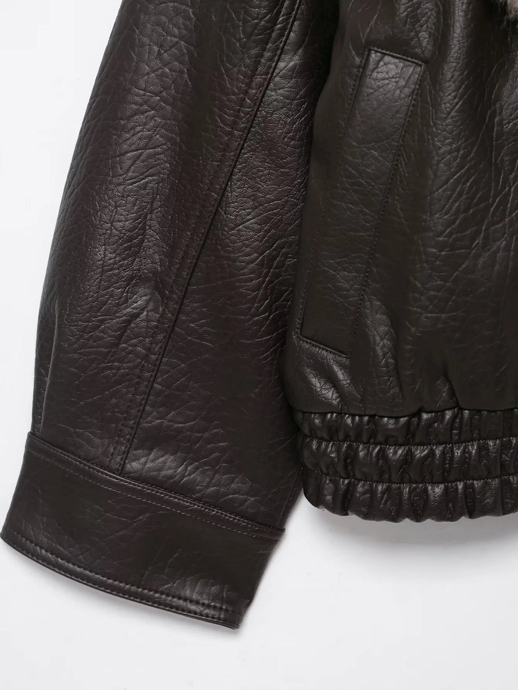 The Valentina Faux Leather Fur-Collar Jacket