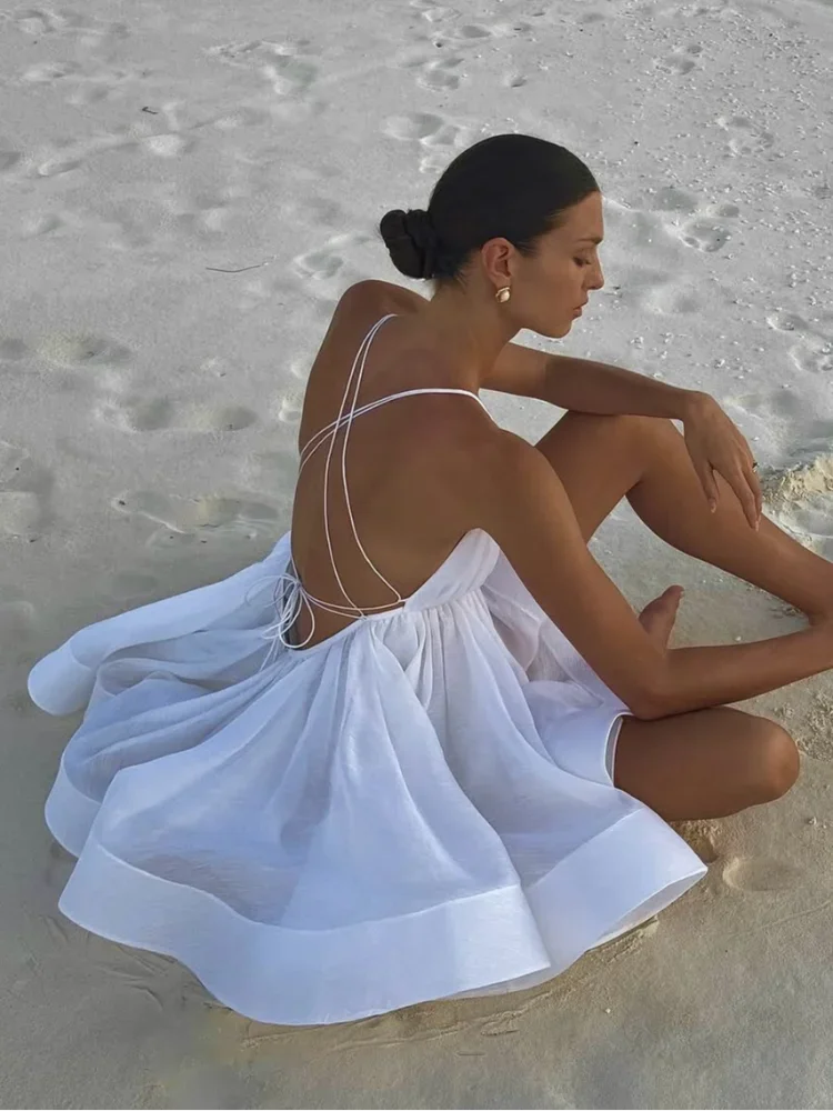 Sultry Summer Nights: Backless Lace-Up Mini Dress