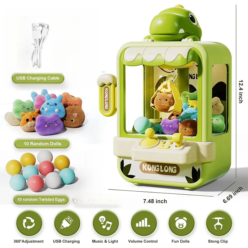 Cute Animal Arcade Claw Machine Toy – Dino & Bunny Designs