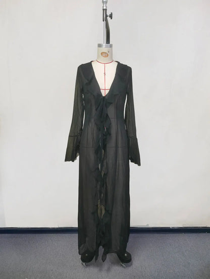 Allure by the Shore: Sexy V-Neck Chiffon Beach Tunic