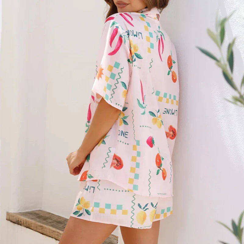 Oh So Stylish! Graphic Print 2-Piece Shorts Set