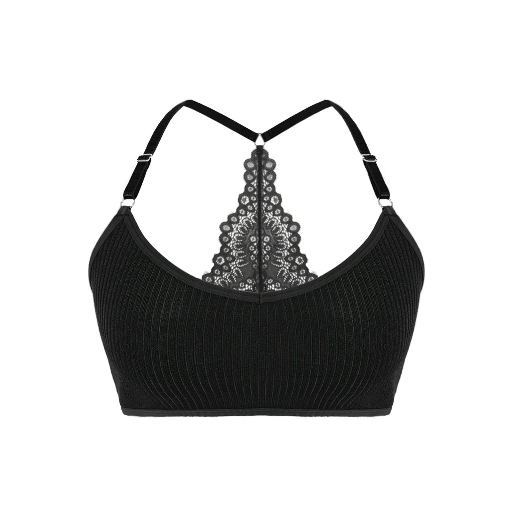Midnight Elegance Backless Lace Bra