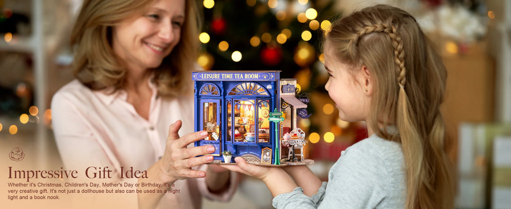 DIY Leisure Time Tea Room Miniature House with LED Lights