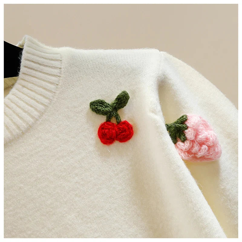 Fruit Embroidered Knit Sweater – Sweet & Stylish 🍓🍒