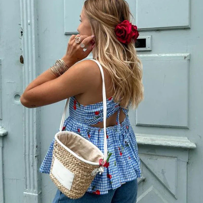 🍒 Cherry Sweet Gingham Camisole – A Summer Must-Have! 💙