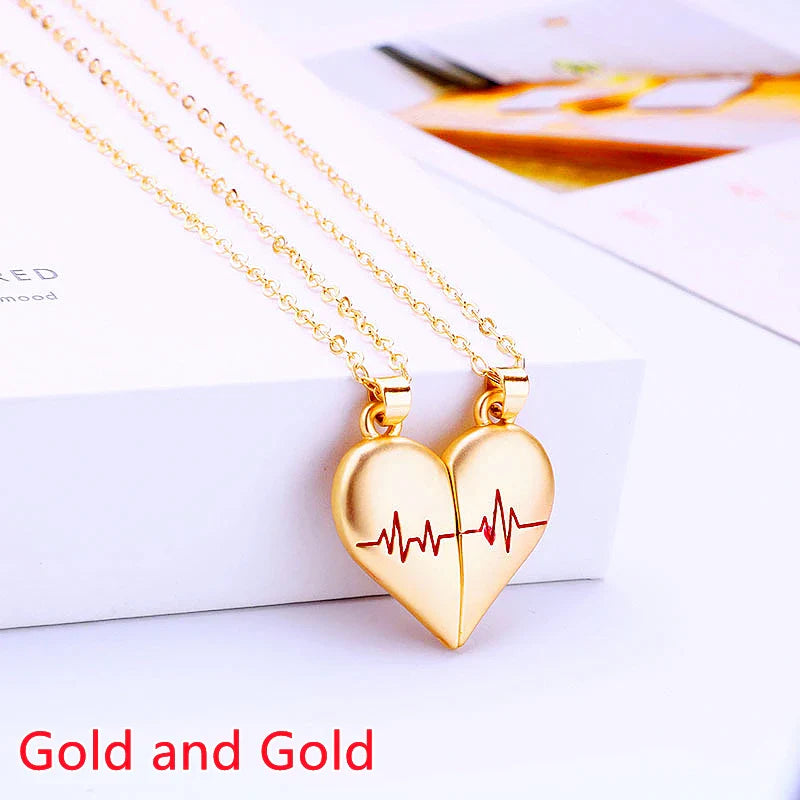 Heartbeat Connection Magnetic Couple Necklace