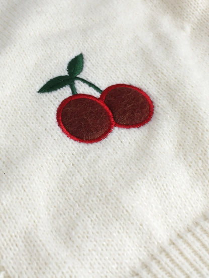 Chic & Cheery: Trendy Cherry Knit Crop Cardigan