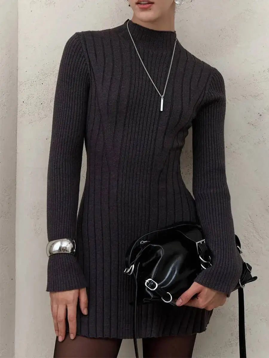 Veloura Ribbed Knit Mini Sweater Dress