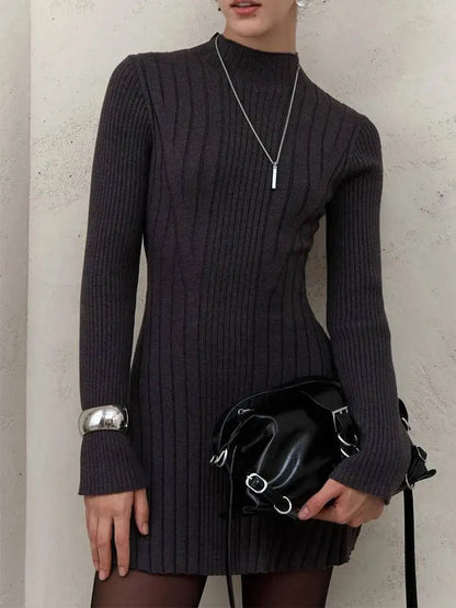 Veloura Ribbed Knit Mini Sweater Dress