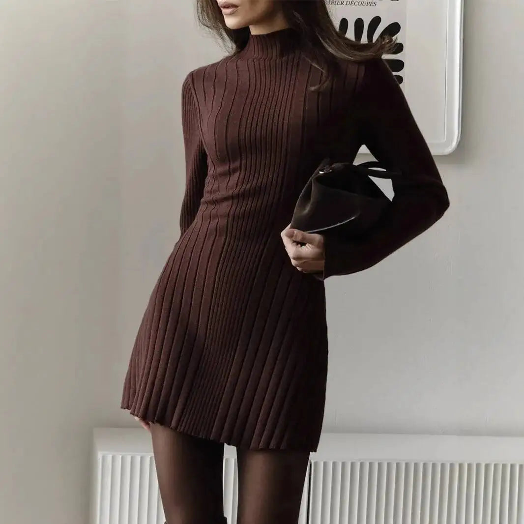 Veloura Ribbed Knit Mini Sweater Dress