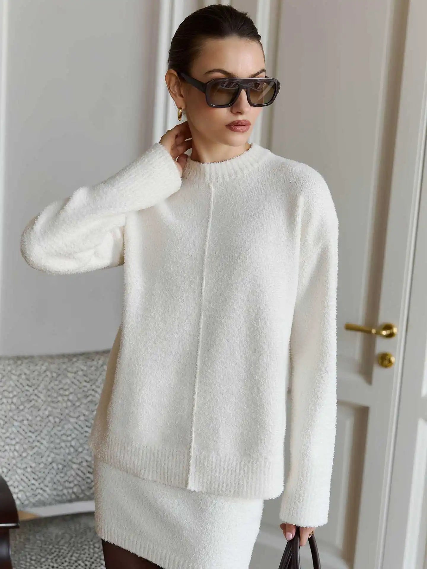 Luxury Knit Sweater Skirt Set – Autumn Fashion Look