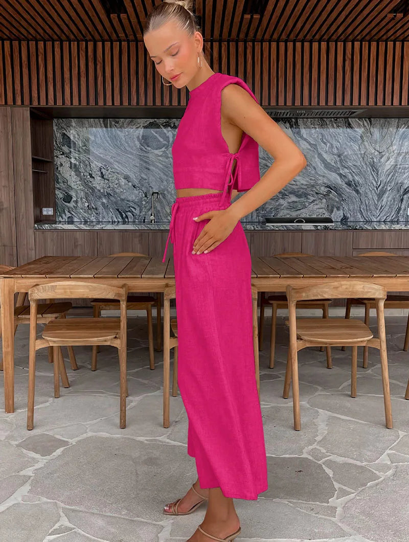 Linen Luxe: Sleeveless Two-Piece Set