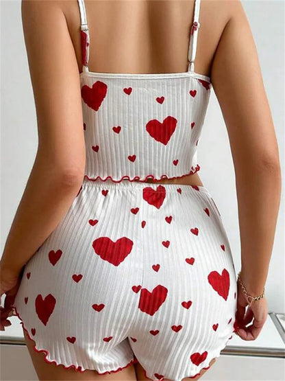 Heart Print Relaxed Fit Pajama Set