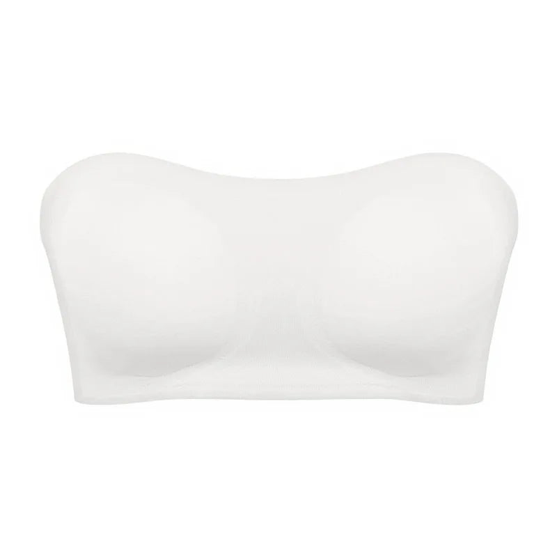 White strapless bra on a white background