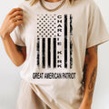 T-shirt with American Flag and written on it is Charlie Kirk, Great American Patriot