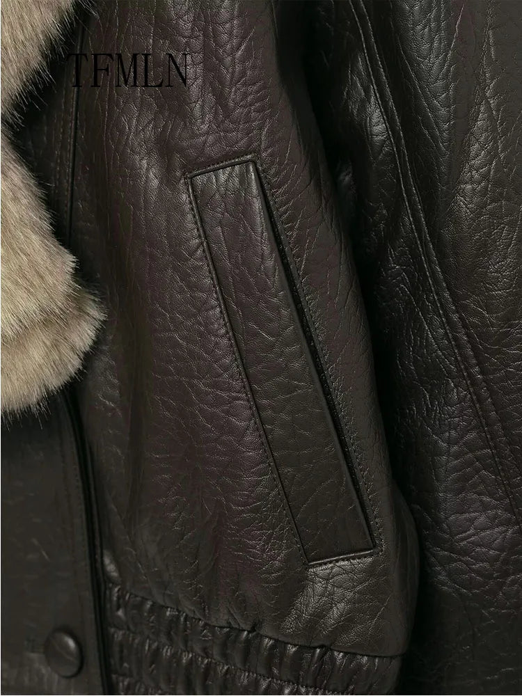 The Valentina Faux Leather Fur-Collar Jacket