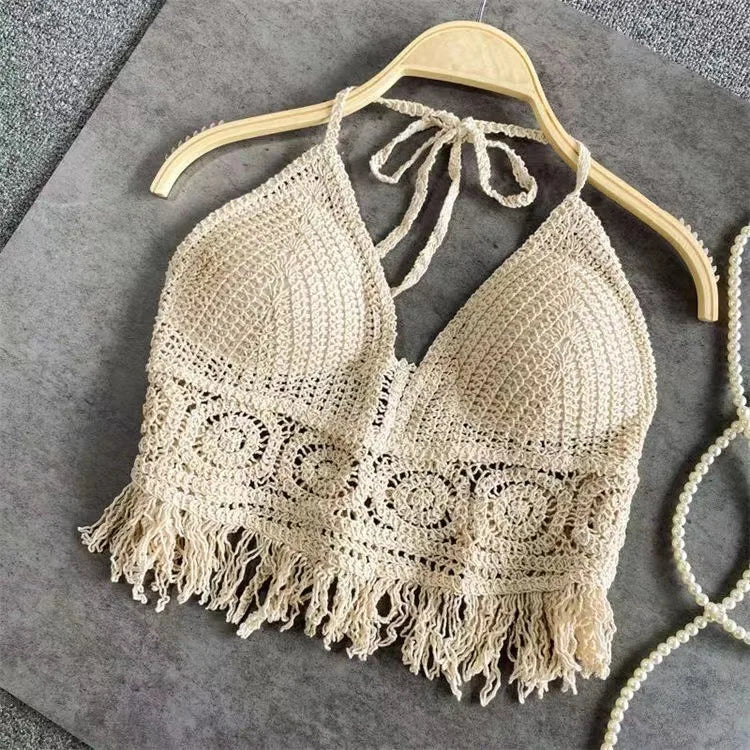 Boho Crochet Tassel Beach Crop Top