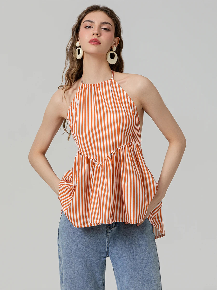 Sun-Kissed Stripes: A Halter Beauty with a Breezy Charm
